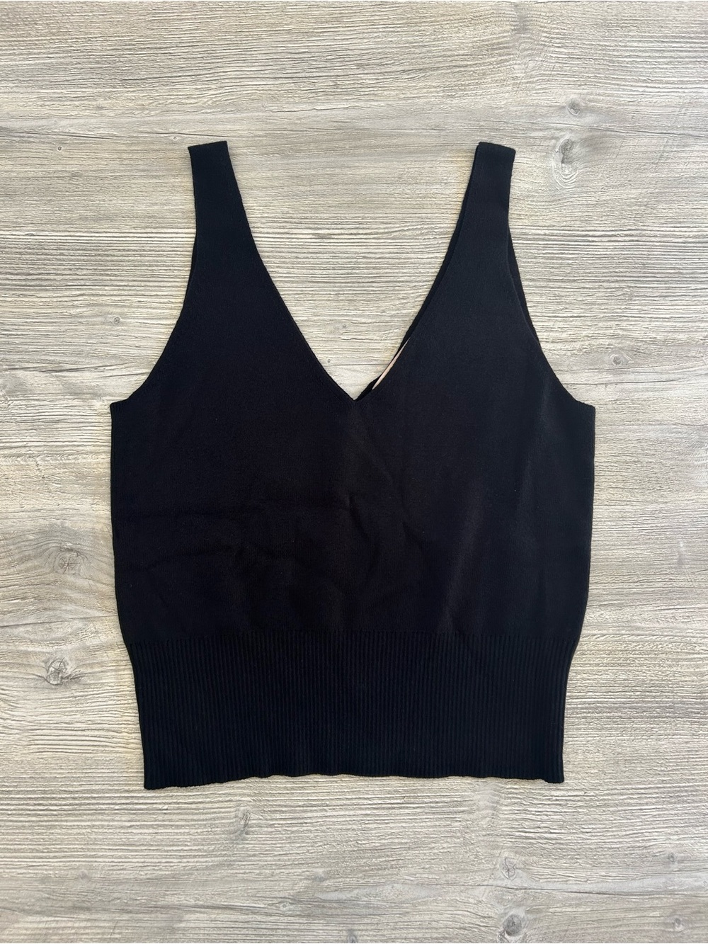 Kilte Collection Black "The Rei" V-Neck Cotton-Cashmere Knit Tank Top Size 2 Med